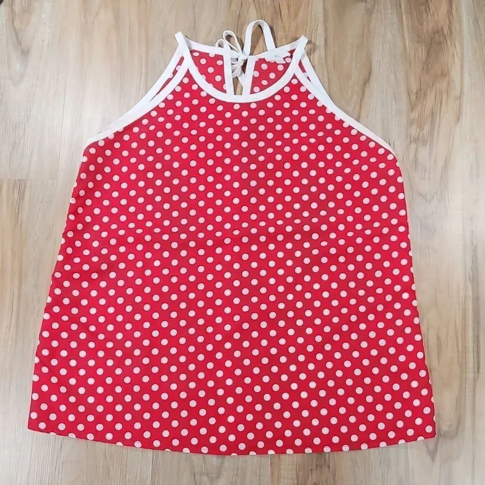 🔺️Charming Charlie Red Polka Dot Print Sleeveless Top Large